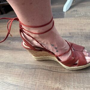 White House Black Market Red Wedge Sandals